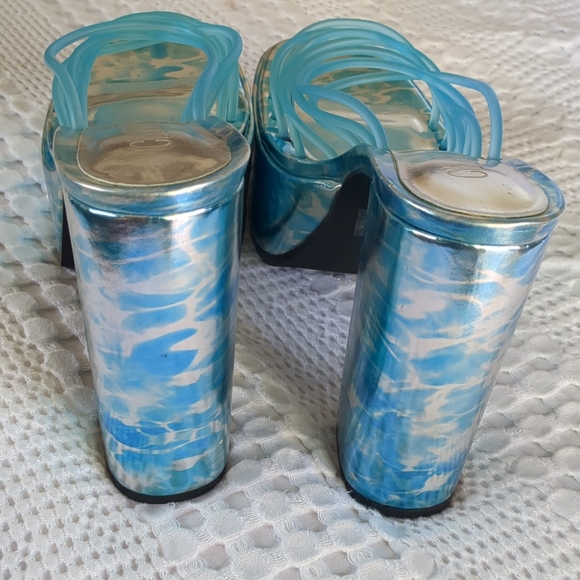 Dolls Kill Club EXX Wet Hot Summer Platform Heels Size 9 M Blue‎ Festival Party - Picture 5 of 10